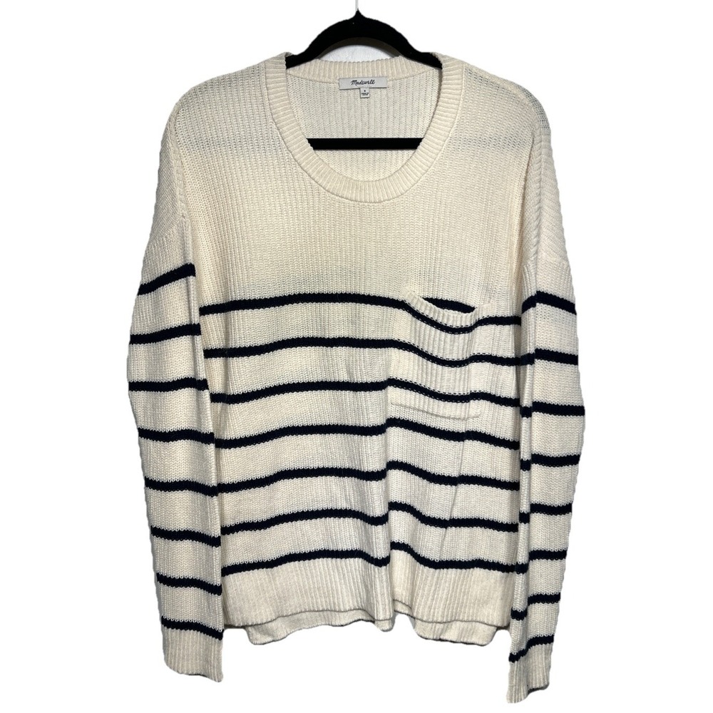 Madewell Thompson Pocket Pullover Sweater Nautical Stripe Size Small Retail: $75
